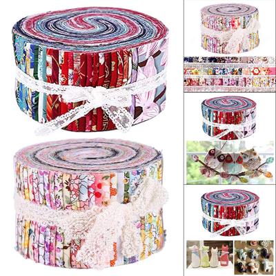 72PCS Roll Up Cotton Fabric Strips Jelly Rolls Quilting Craft
