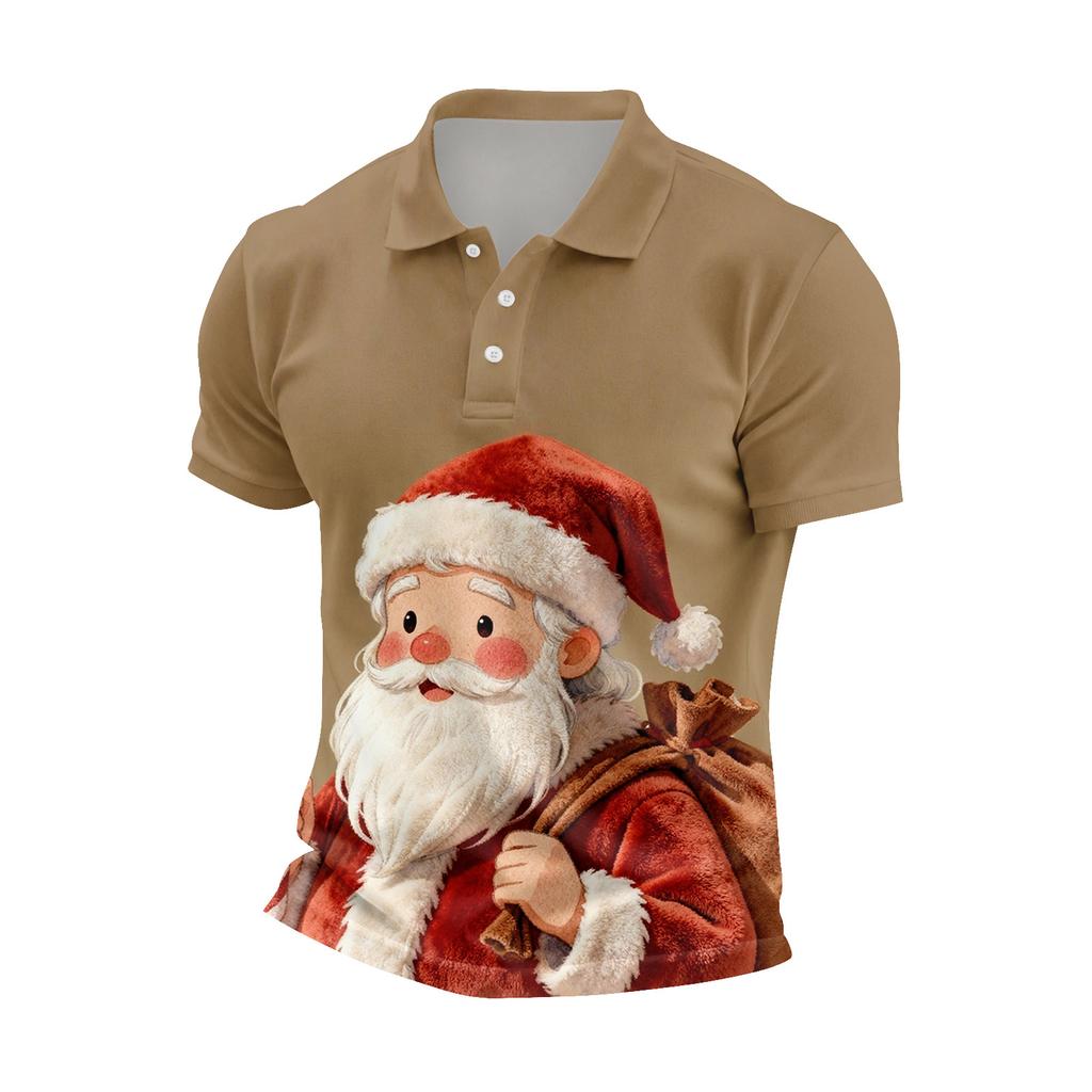 Men's Relaxed Fit Christmas Print Short Sleeve T-Shirt for Casual Holiday Wear