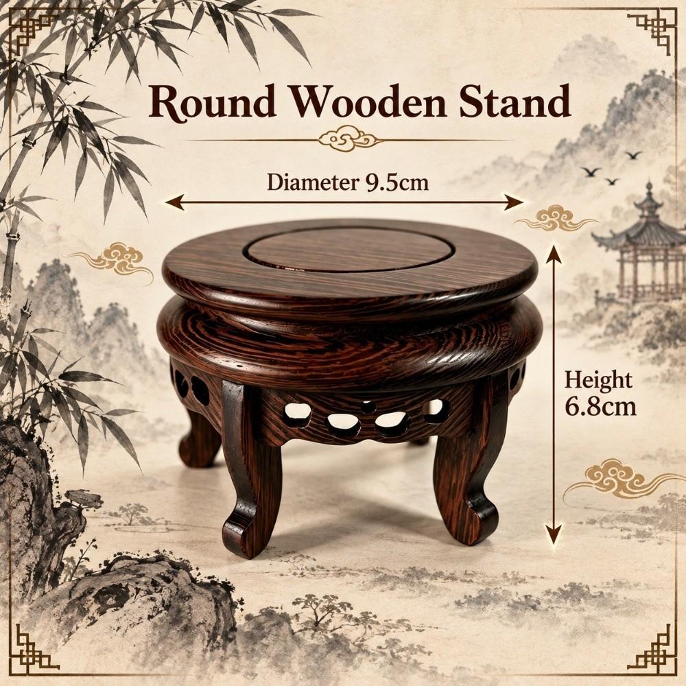 9.5cm Display Stand Base Round Wooden Bonsai Stand Vintage Wooden Display Pedestal  Patio Balcony