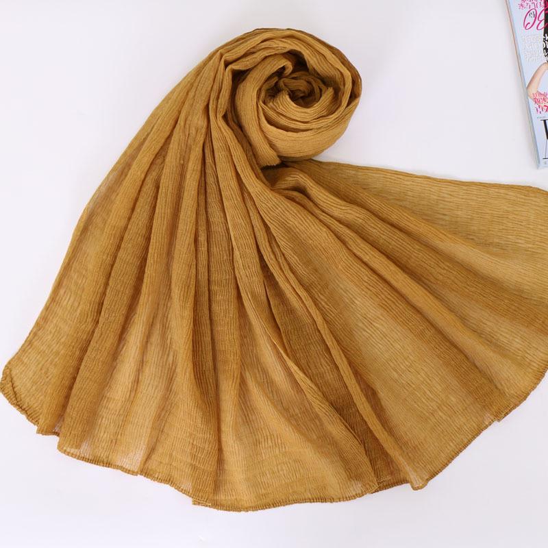 Autumn and winter Bali yarn pleated solid color women's scarf refreshing breathable versatile long scarf shawl style