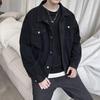 2024 Men's Loose Fit Black Denim Jacket - Korean Fashion, Retro Workwear Style