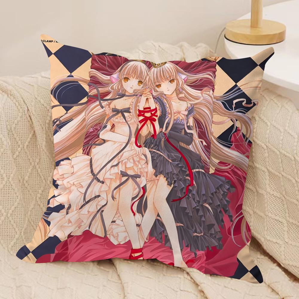 CChobits Anime cute Cushion Cover Silky Short Plush Invisible Zipper Dustproof Sofa Pillow Case for Home Decor