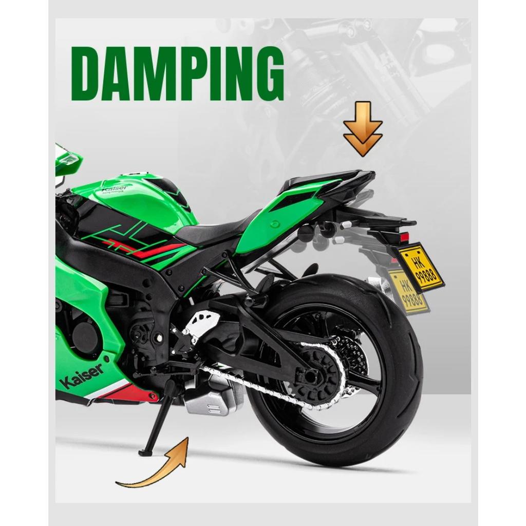 1/12 Kawasaki Ninja ZX10R Alloy Die Cast Motorcycle Model Toy Vehicle Collection Sound and Light Off Road Autocycle Toys Car