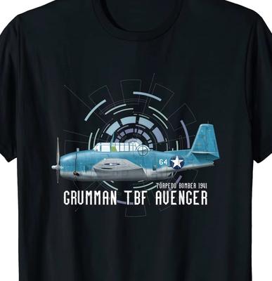 GrumUnisex TBM Avenger Oiseau de Guerre Militaire T-shirt Unisexe Court Décontracté COTON Col Rond t-shirts