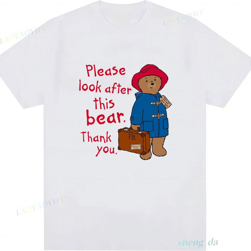 

hot sale vintage style boy girl kawaii t shirt Paddington Bear Tshirts summer Unisex Women clothes hippie clothes ropa de mujer S