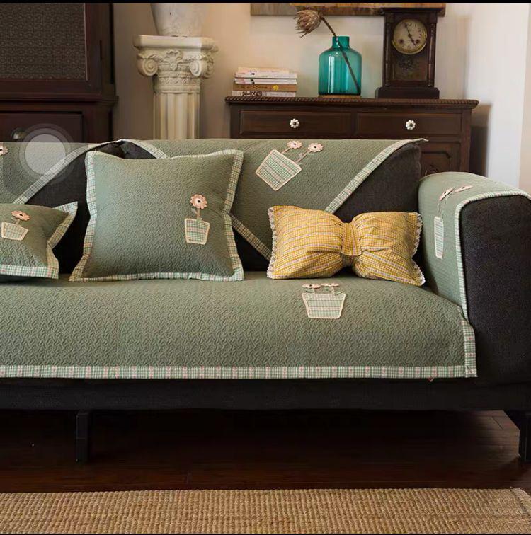 

Подушка для дивана в американском стиле с вышивкой в деревенском стиле, ручная работа, вышивка Лу, всесезонный универсальный противоскользящий чехол для дивана в деревенском стиле, подушка для полотенца 50*50