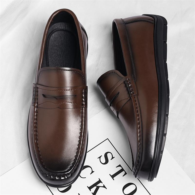 Fashion Men Handmade Leather Loafers Fashion Casual Driving Flats Slip-on Shoes Comfy Moccasins Leisure Walk Business Footwear Sneakers