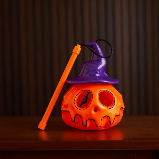 Felinar Portabil din Plastic în Formă de Dovleac Lumină de Halloween Dovleac Luminos cu Baterii Dovleac Luminat cu Pălărie de Vrăjitoare pentru Exterior Interior Casă Bântuită