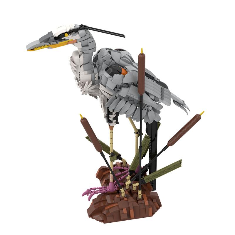 Gobricks MOC Ardea cinerea Grey Heron Bricks Model The Killer Queen - SecretaryBird Building Blocks Toys Gifts
