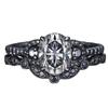Gun Black Zirkon Ring, Ring Internet Promi Hochzeit Verlobung Vintage Diamant Ring