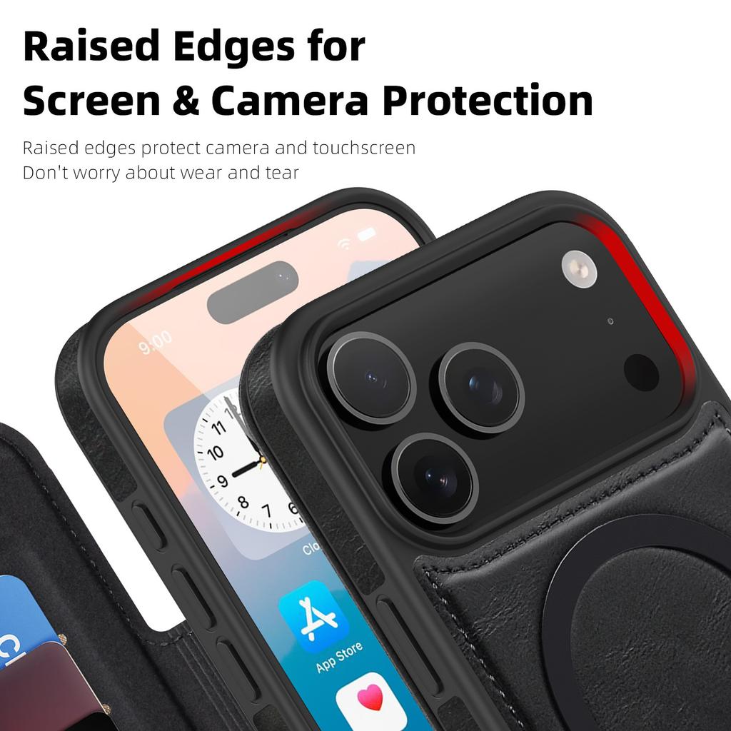 Applicable To IPhone17 ProMax Business Mobile Case Lingshield Magnetic Leather Case Apple 17 Card Protection Case