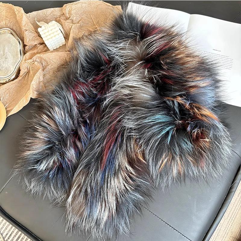 Temperament Fox Fur Scarf Hand-woven Wool Collar Warm In Autumn and Winter Plus Long Hair Fur Scarf Women