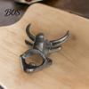 Heavy Duty Cast Iron Opener Elk Cow Head Bottle Opener, Wall Mounted Beer Cap Remover, Rustic for Home Bar, Industrial Decor Animal Shape