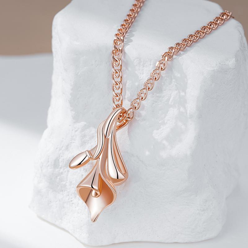 Unique Flower Ethnic Bridal Pendant Necklace For Women Fashion  Rose Gold Color High Quality Daily Fine Jewelry