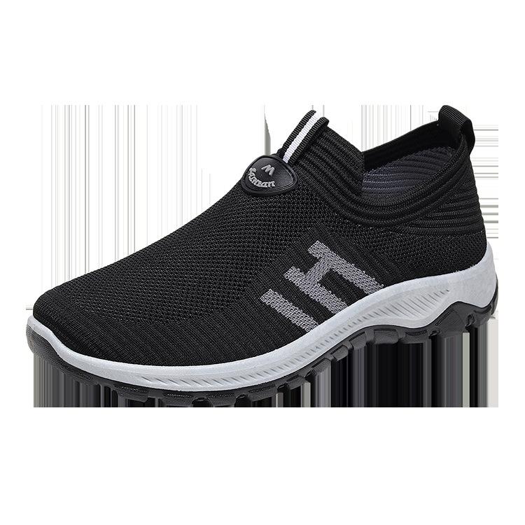 Men's and women's same parents' shoes, flying woven breathable middle-aged and elderly walking shoes, square dance shoes, fashionable versatile m