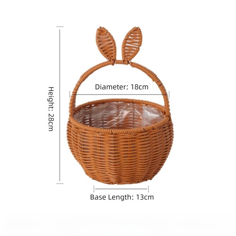 Cartoon Rabbit Ear Storage Basket Multifunctional Hand Woven Basket Easter Festival Gift