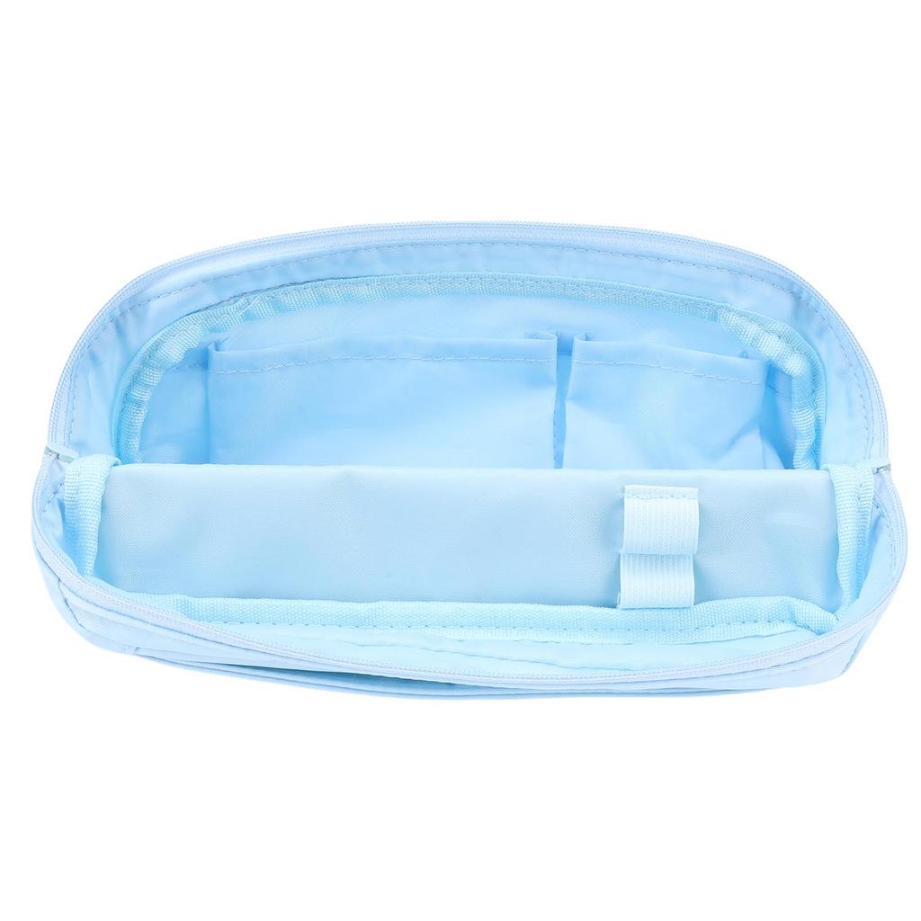 Pencil Pouch Blue Large Capacity Canvas Pen Bag with Transparent Compartment for School Office Travel