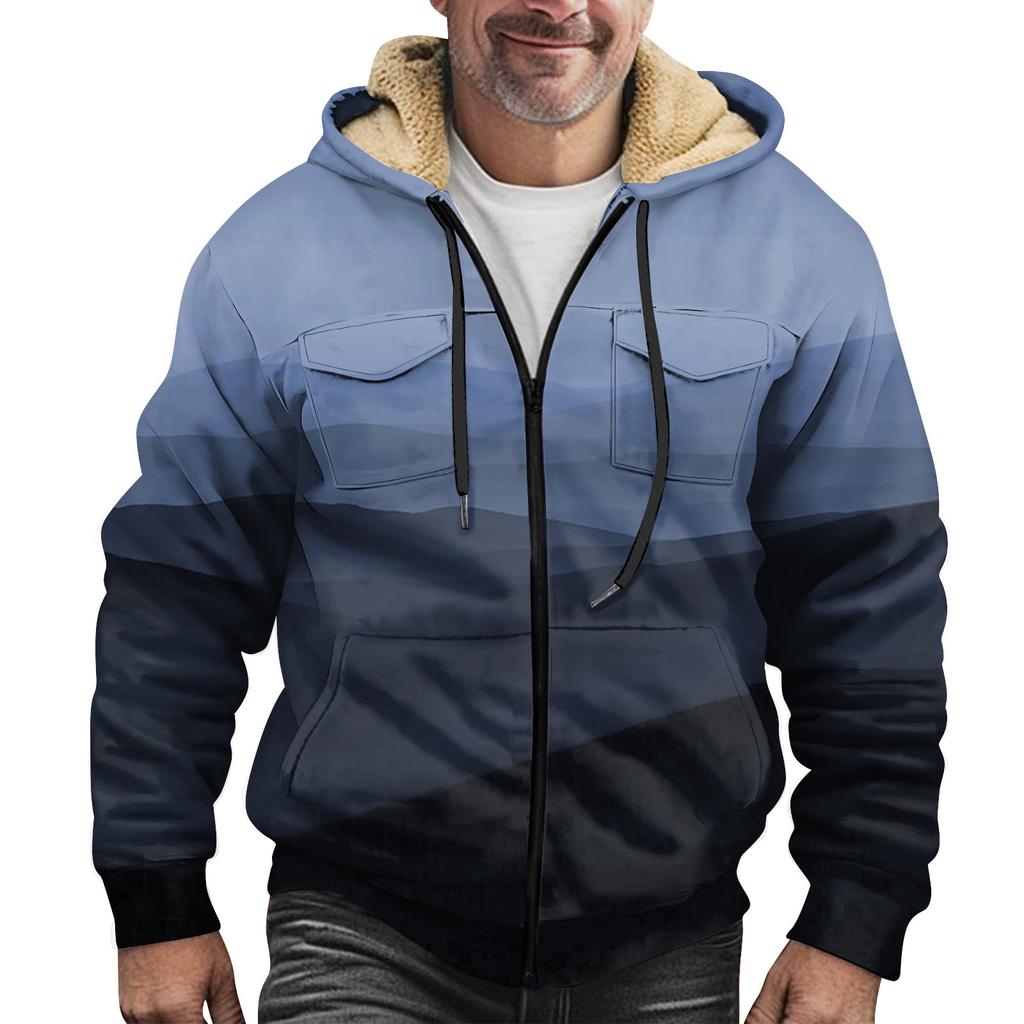 Mansjacka med dubbelficka förtjockad knapp med fickinsats bomullsjacka