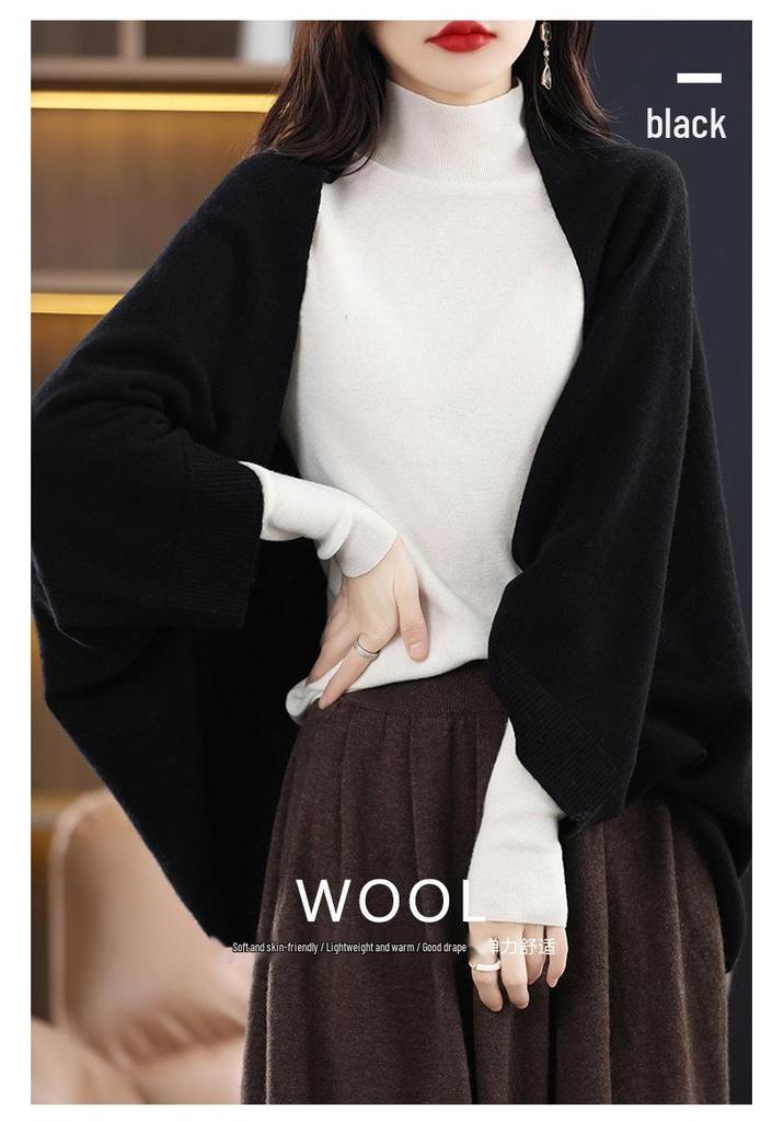 Women's 2023 Wool Batwing Scarf Sweater Cardigan - Loose Knit Autumn/Winter Shawl Style