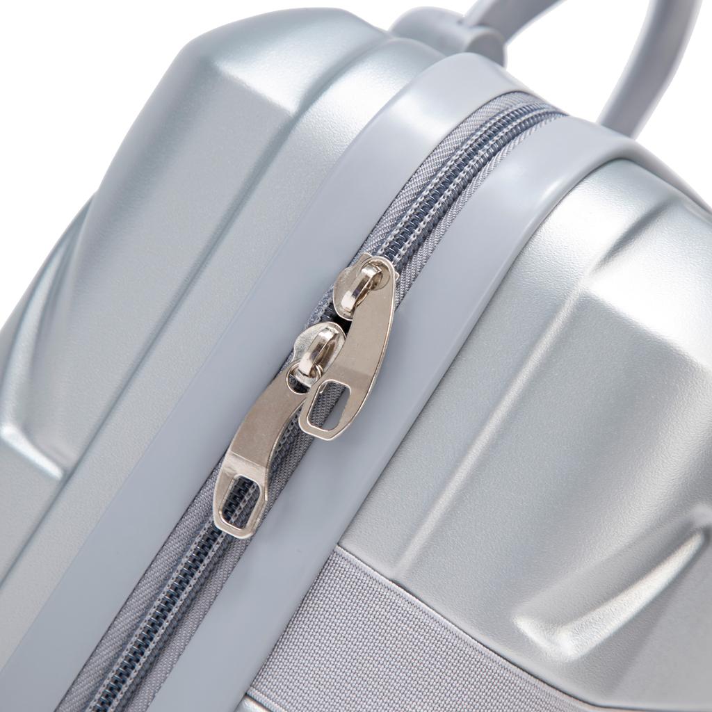 14"/19"/24"/28" 4-Piece ABS Spinner Luggage Set – Large & Medium Sizes – Integrated Combination Lock & 14" Cosmetic Bag (Silver)