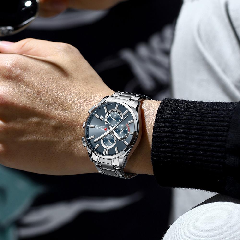 Fashion Full Stainless Steel Watches Wateproof Casual Mens Watch Analog Sport Wristwatch Date Quartz Clock Male