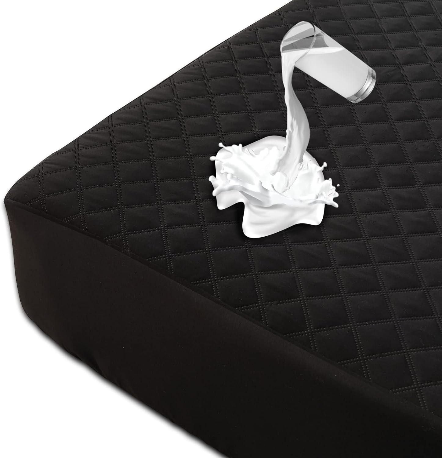 

Водонепроницаемый наматрасник Твин, стеганый на резинке, темно-синий, глубокий карман 18 дюймов, моющийся Twin чёрный