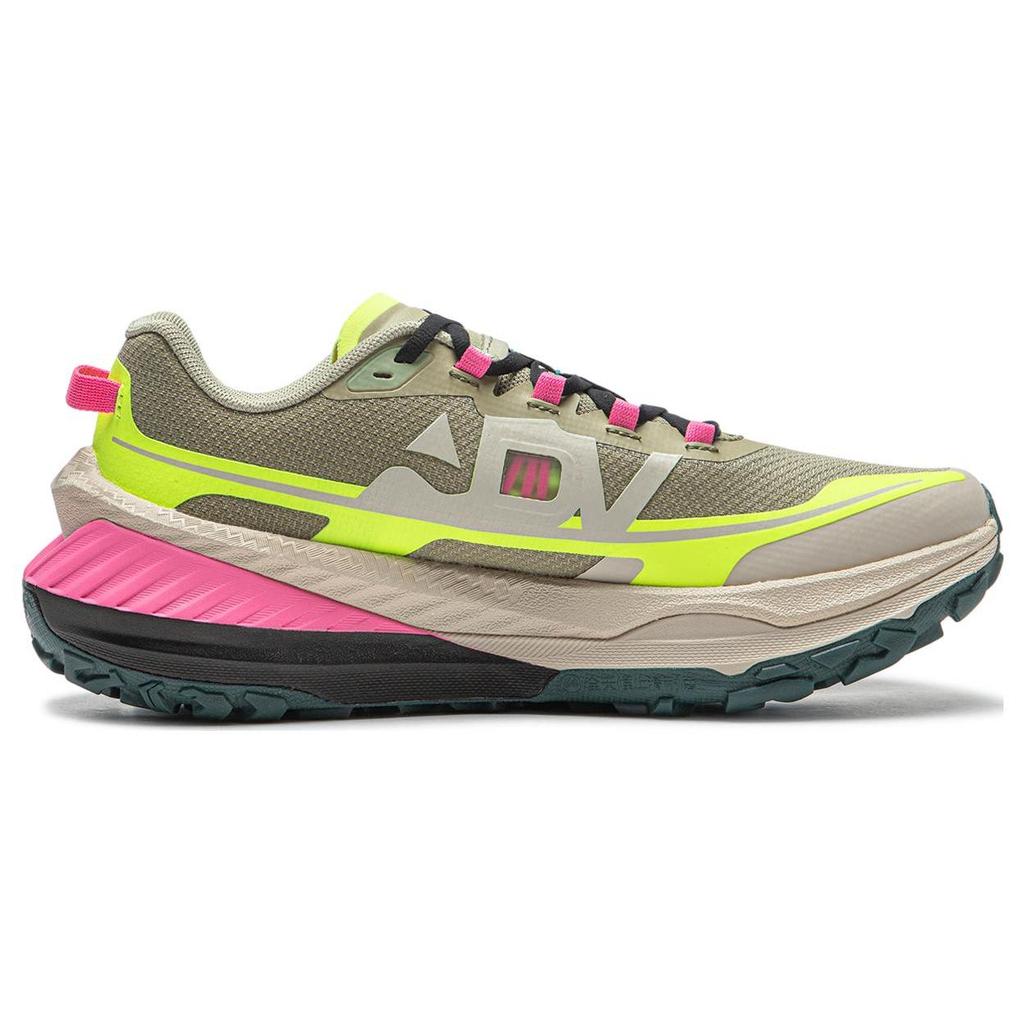 Li Ning Cushioning Slip Resistant Abrasion Resistant Low top Trail Running Shoes Women's Green Yellow ARNT004-6