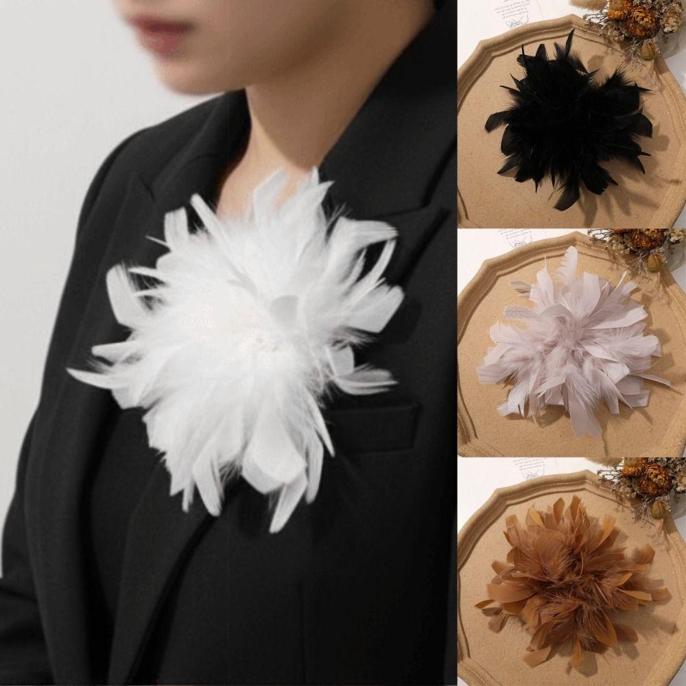 17cm Large Artificial Flower for Brooch Feather DIY Jewelry Simulated Flower Brooch Accessories Luxury Style Hair Accessories