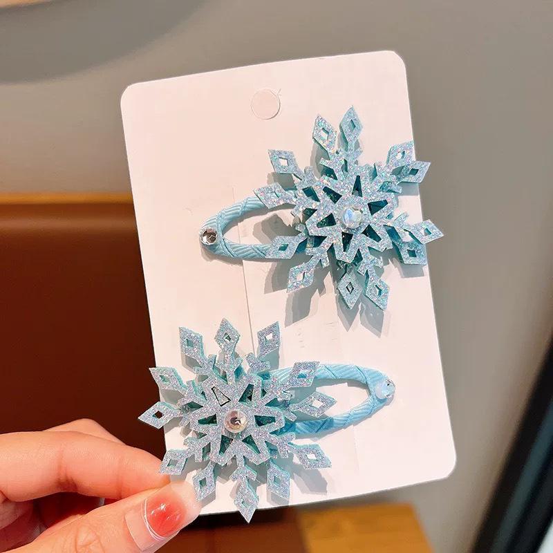 Shiny Children's Princess Snowflake Hair Clip - Versatile Duckbill Side Clip