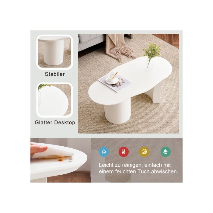 Table basse - MUVOE - 100 cm - MDF de haute qualité - Blanc - Design contemporain