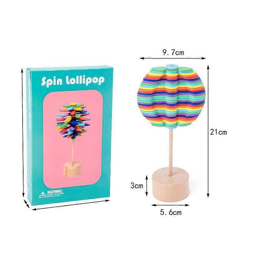 Kids Wooden Spiral Lollipop Stress Toy Spinning Decompression Toy