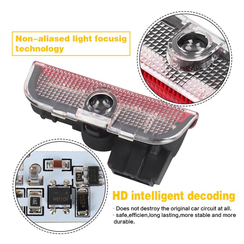 LED Car Door Light Bulb Interior Decoration Accessories For VW Touareg 7P Passat B6 B7 B8 B9 Arteon Jetta MK5 MK6 MK7 Golf 5 6 7
