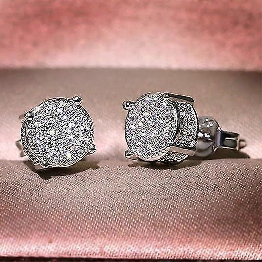 5A+ Full-Diamond Hip-Hop Zircon Stud Earrings for Men & Women, Hypoallergenic, Ideal for Everyday Wear – Perfect Christmas Gift