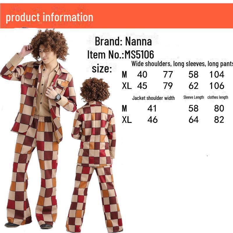 Costume de scenă retro anii '80 din denim și carouri pentru bărbați și femei