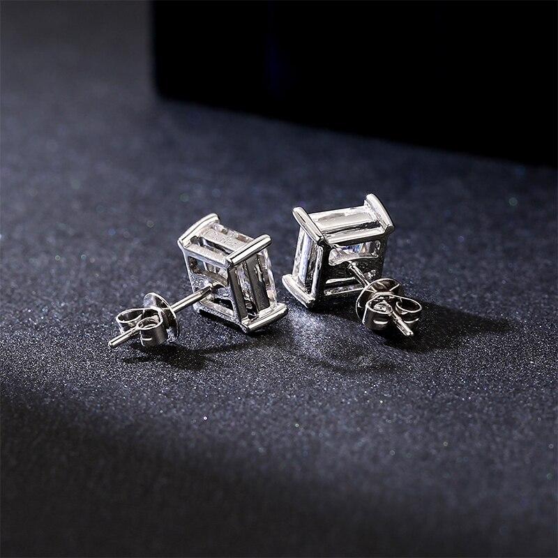 100% Sólido 925 Prata Agulha Brincos Para Mulheres Jóias De Casamento Alta Qualidade Quadrado Claro Cristal Zircão Brincos De Botão