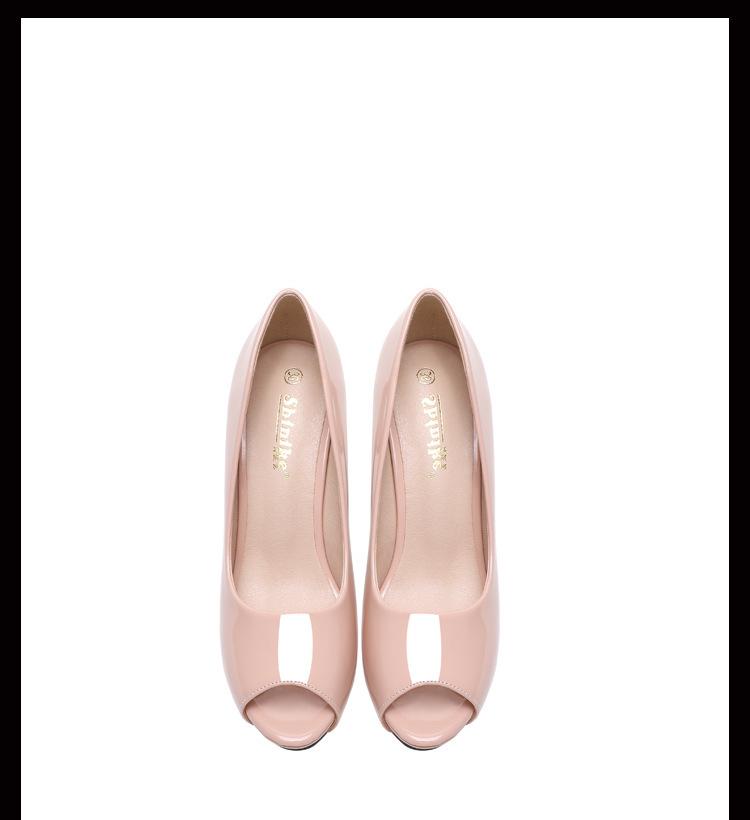 Women's High Heel Stiletto Peep Toe Platform Patent Leather Nightclub Shoes