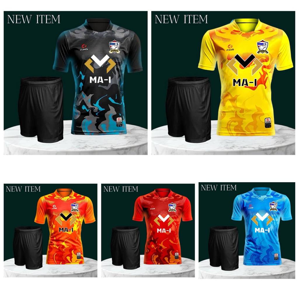 THAILANDIA Maglia da Allenamento Calcio Nazionale Stampa CHEER Asciugatura Rapida Camicia Collo alla Coreana Manica Corta Divisa Logo Elefante Sport