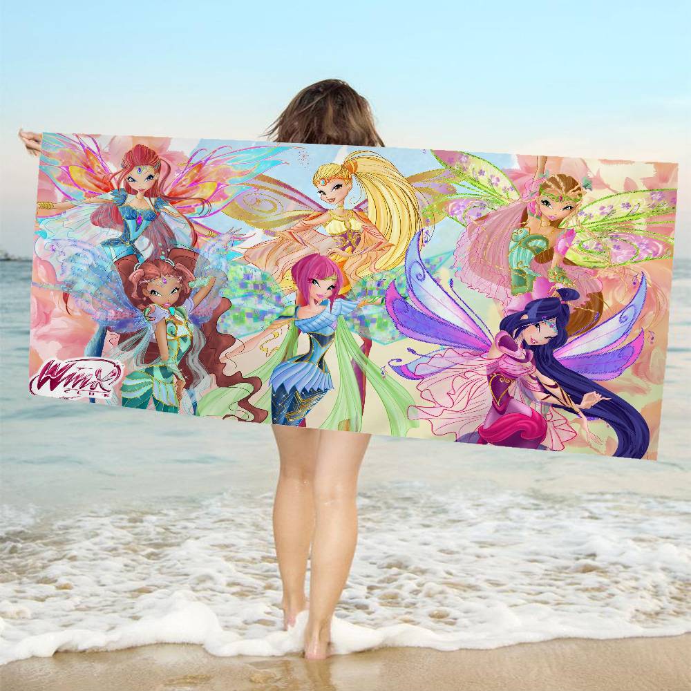 Girl-W-Winx Catoon Clubs Microfiber Beach Towel Absorbent Quick Dry Soft Yoga Swimming Resort Mountain Climbing Towel