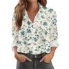 Women's Shirt With Floral Print Buttons, Long Sleeved Casual Regular Shirt Blouses Casual Plus Size Basic Tops