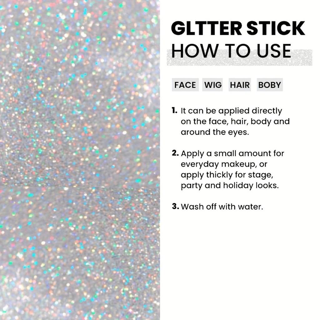Silver Glitter Stick, Christmas Party& Rave Makeup, Long-Lasting, Easy To Remove, Perfect for Face& Hair& Body-16g