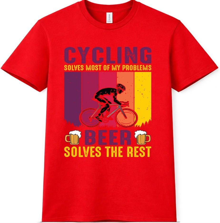 Cycling Beer T Shirt Funny Cyclist Bike Bicycle Graphic Tee 4XL
