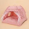 Sweet Foldable Princess Cat Bed Comfortable Floral Print Dog Basket Beds Cute Detachable Cushion Pet Tent House for Summer
