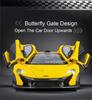 1:24 P1 Senna Toys Cars Models Alloy Doors Opened Miniature Supercar Light Sound Wheel Pull Back Sports Car Boys Festival Gifts