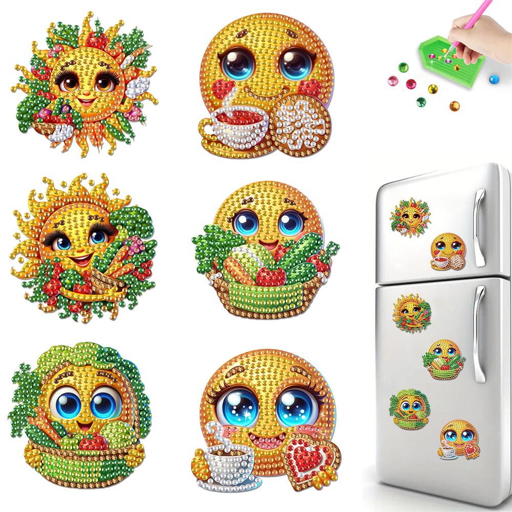 6Pcs Diamond Painting Refrigerator Magnets Fridge Magnets Diamond Art DIY Diamond Art Refrigerator Magnets DIY Art Crafts