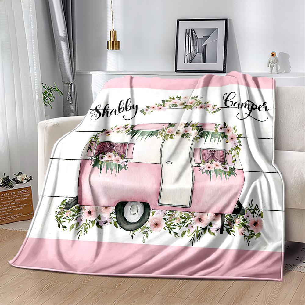 Happy Camper Adventure Blankets Are Suitable for Living Rooms,making Them an Ideal Choice for Outdoor Travel and Gifts.