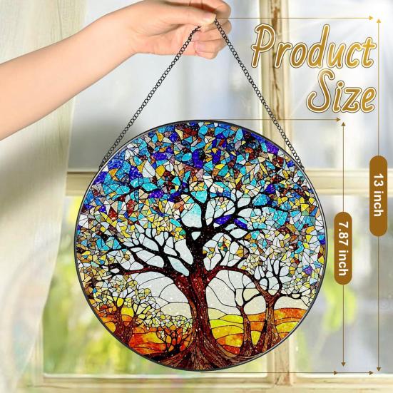 Gekleurd Glas Raam Hangdecoratie Rond Zonenvanger Paneel Huis Kantoor Woonkamer Tuin Binnenplaats Venster Hangend Ornament