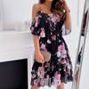 Fashion Women's One-Line Neck Tube Top Short Sleeve Off Shoulder Casual Dress