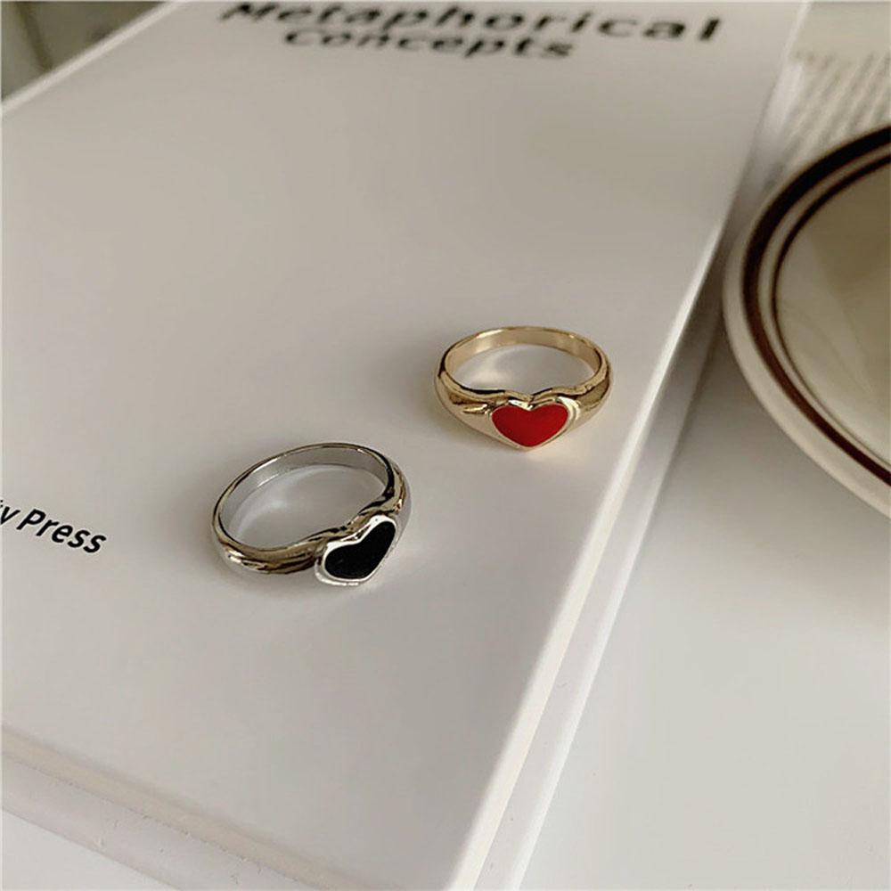 Romantic Red Black Heart-shaped Fashion Accessories Couple Ring Finger Ring Party Jewelry Rings