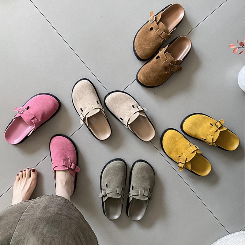 Fashion Slingback Top Quality New Leather ink panties For Women Retro Fashion Summer All-Match Sandals Shoes soft-Soled susal Sandals