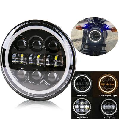 Motorcycle Headlight LED Round Head Lamp for Choppers Harley Sportster Cafe Racer Honda Yamaha Suzuki Bobber 5.75" Headlight